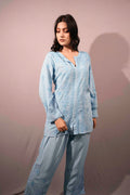 Muslin Chikankari Blue Co-ord Set