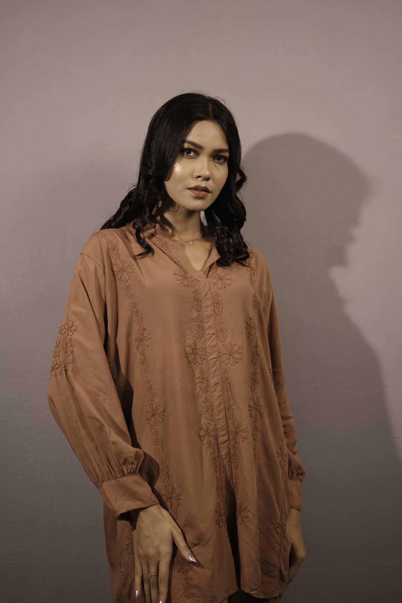 Muslin Chikankari Orange Co-ord Set