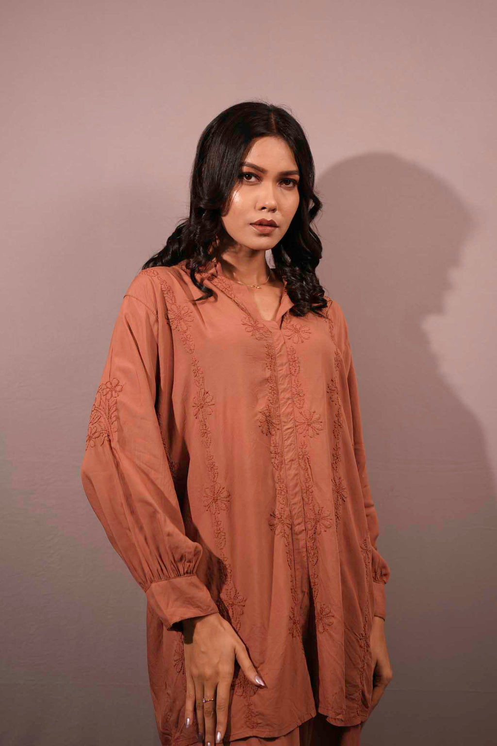Muslin Chikankari Orange Co-ord Set