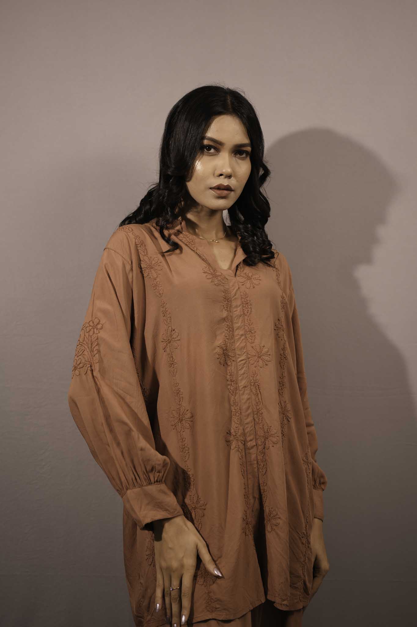 Muslin Chikankari Orange Co-ord Set