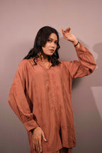 Muslin Chikankari Orange Co-ord Set