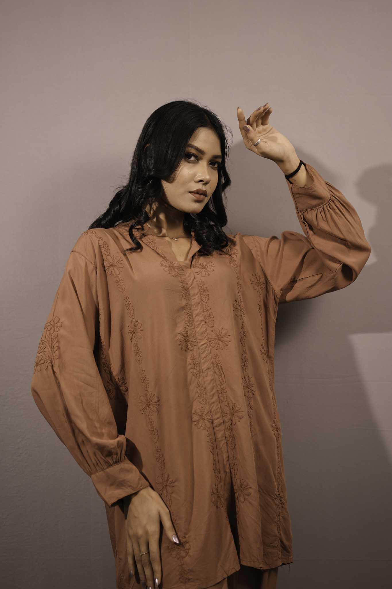 Muslin Chikankari Orange Co-ord Set