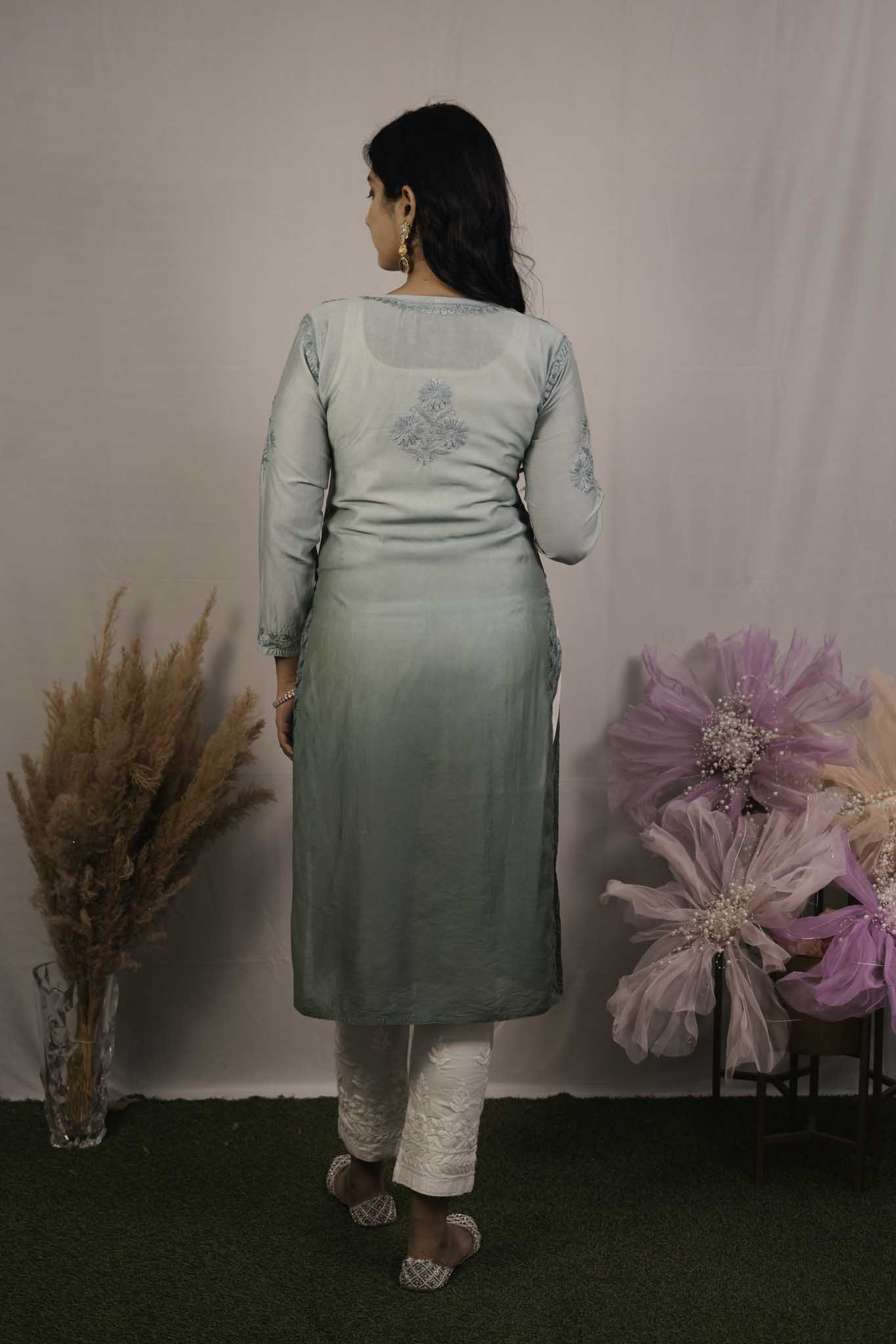 Chanderi Chikankari Kurti
