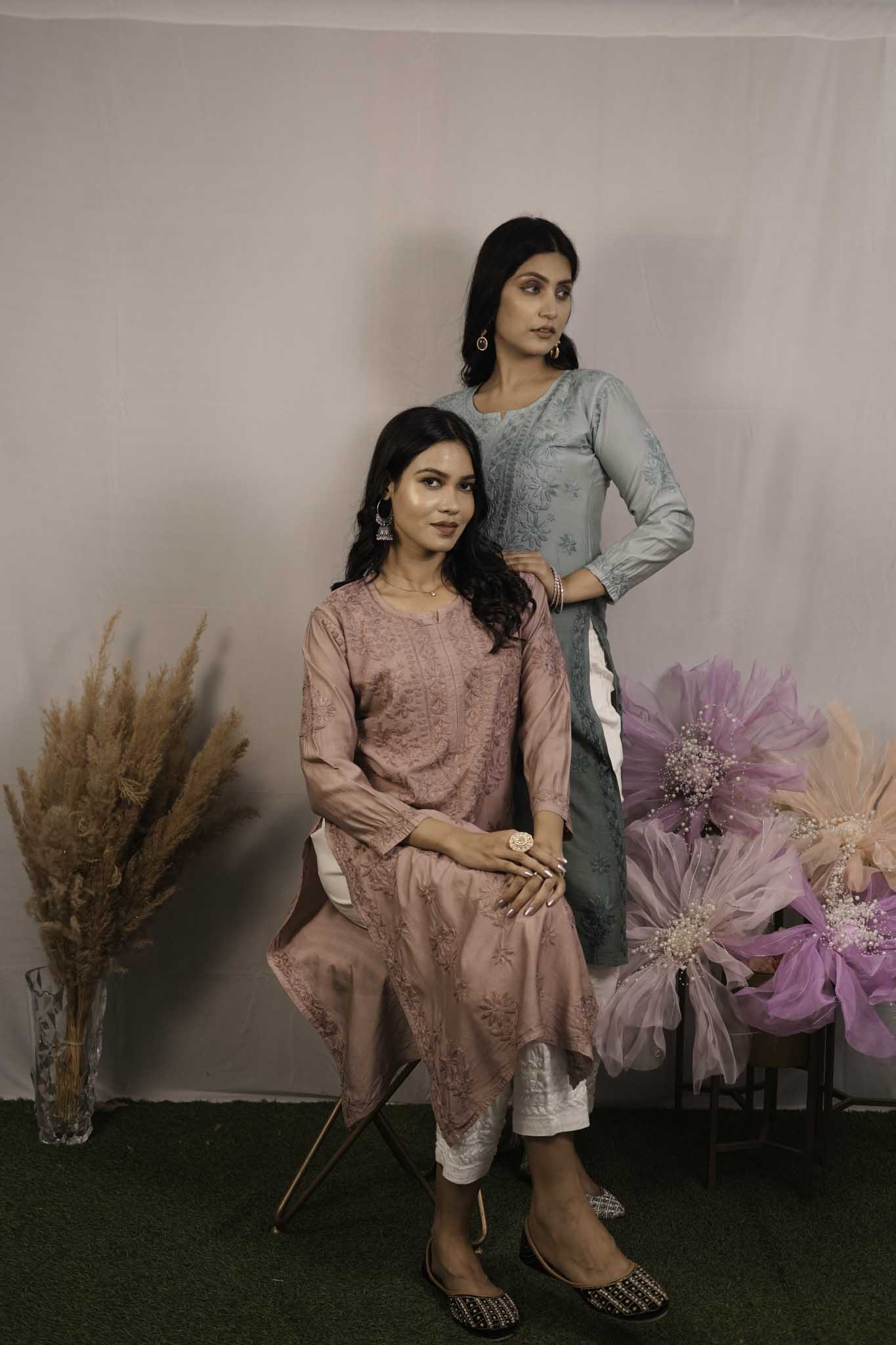 Chanderi Chikankari Kurti