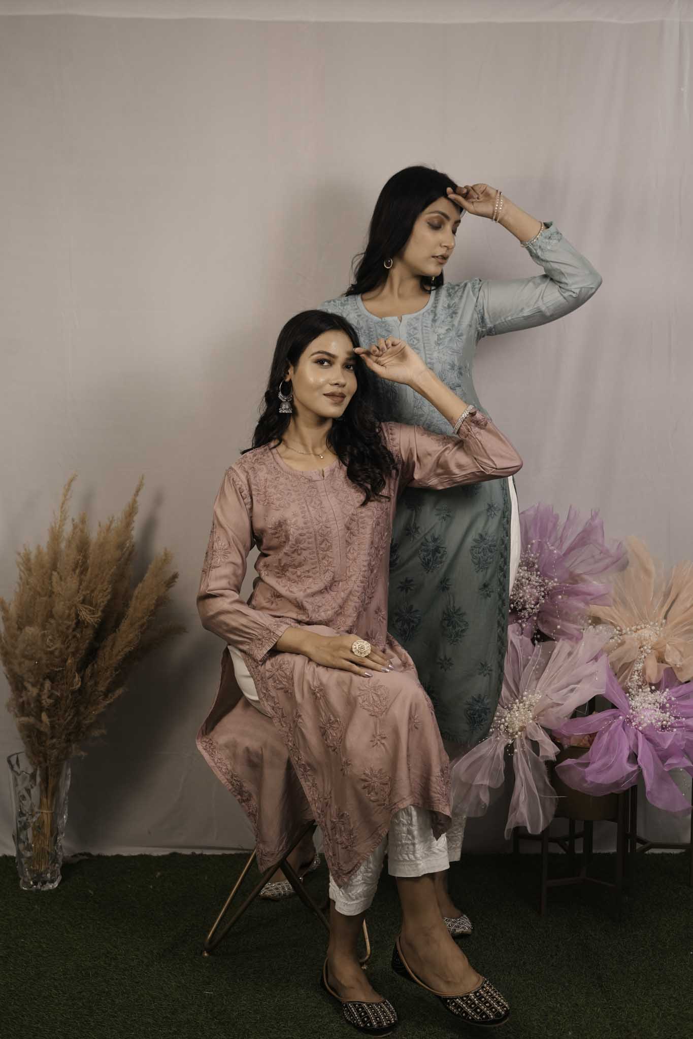 Chanderi Chikankari Kurti