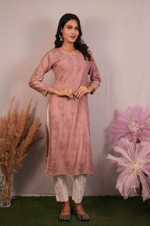 Chanderi Chikankari Kurti