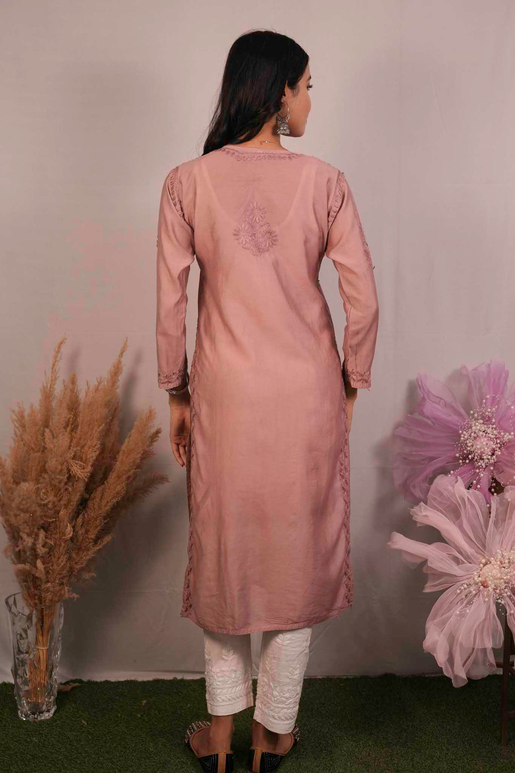 Chanderi Chikankari Kurti