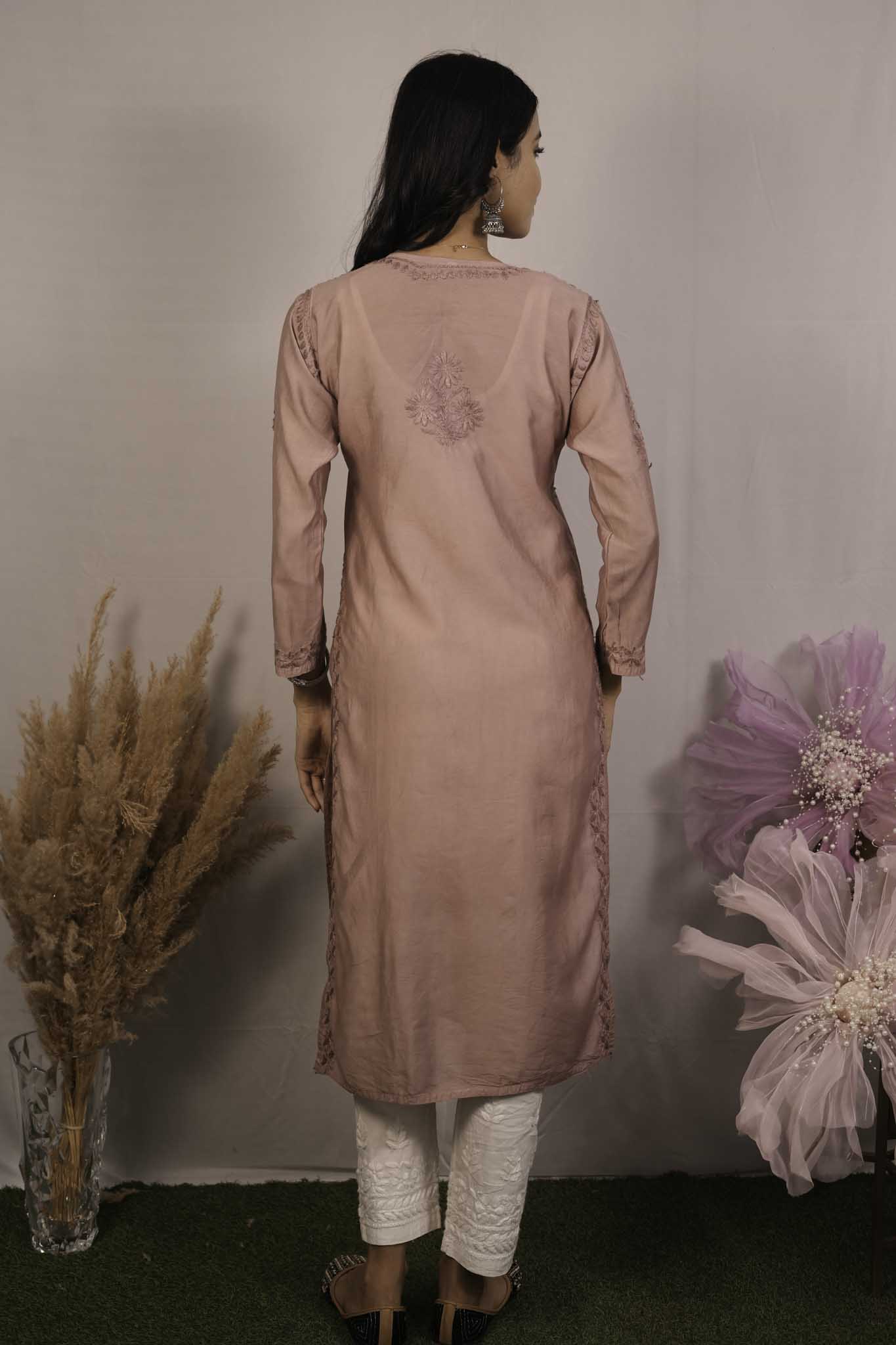 Chanderi Chikankari Kurti