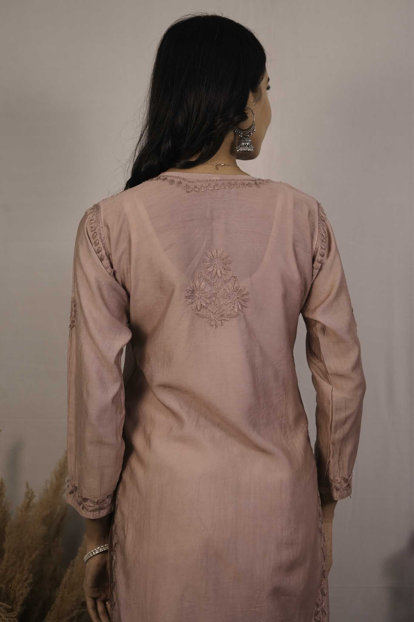 Chanderi Chikankari Kurti