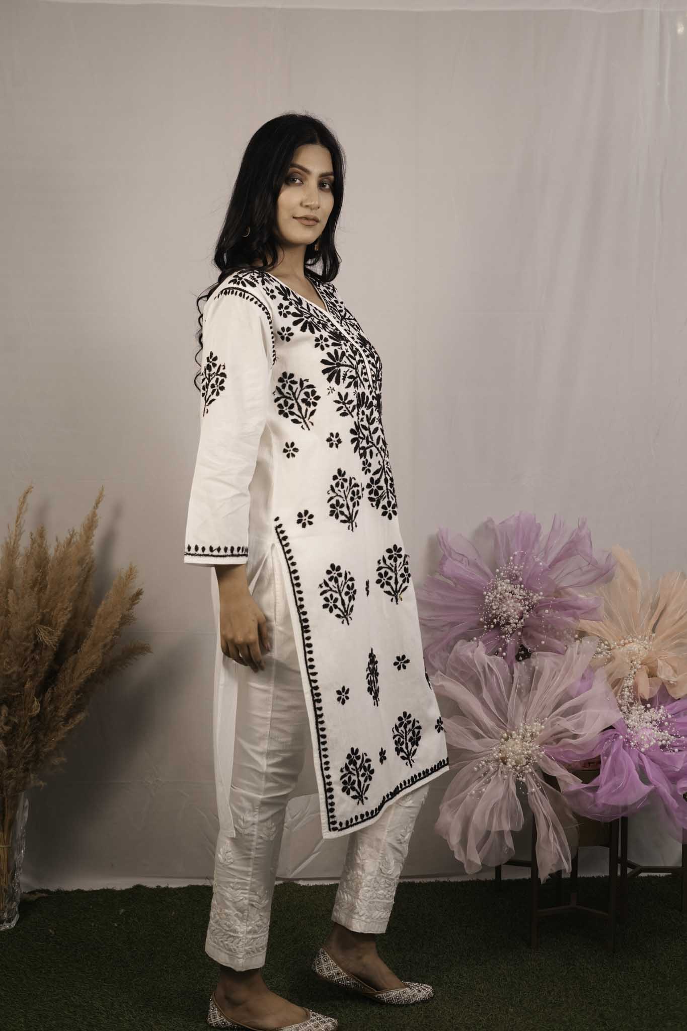 Cotton Chikankari Shadow Work Kurti