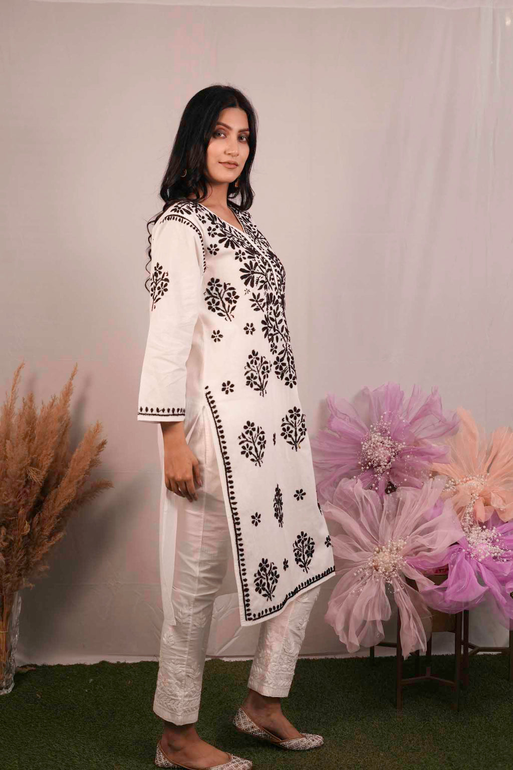 Cotton Chikankari Shadow Work Kurti