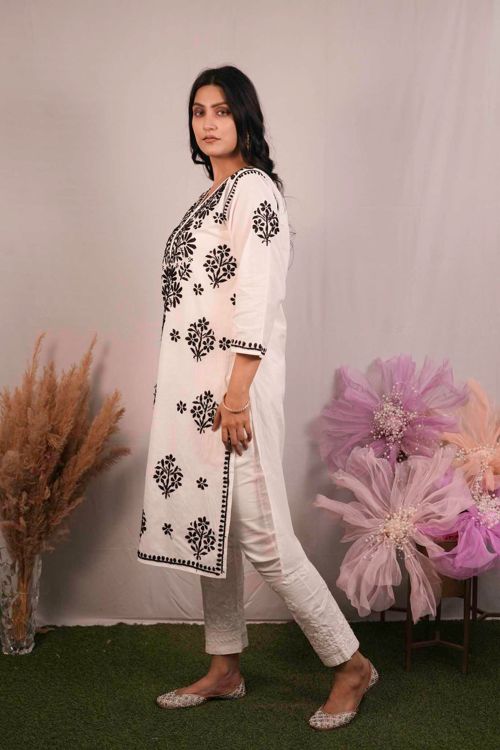 Cotton Chikankari Shadow Work Kurti