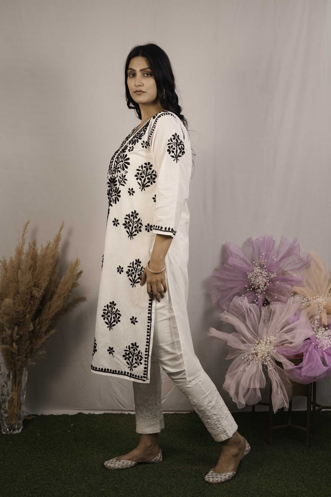 Cotton Chikankari Shadow Work Kurti
