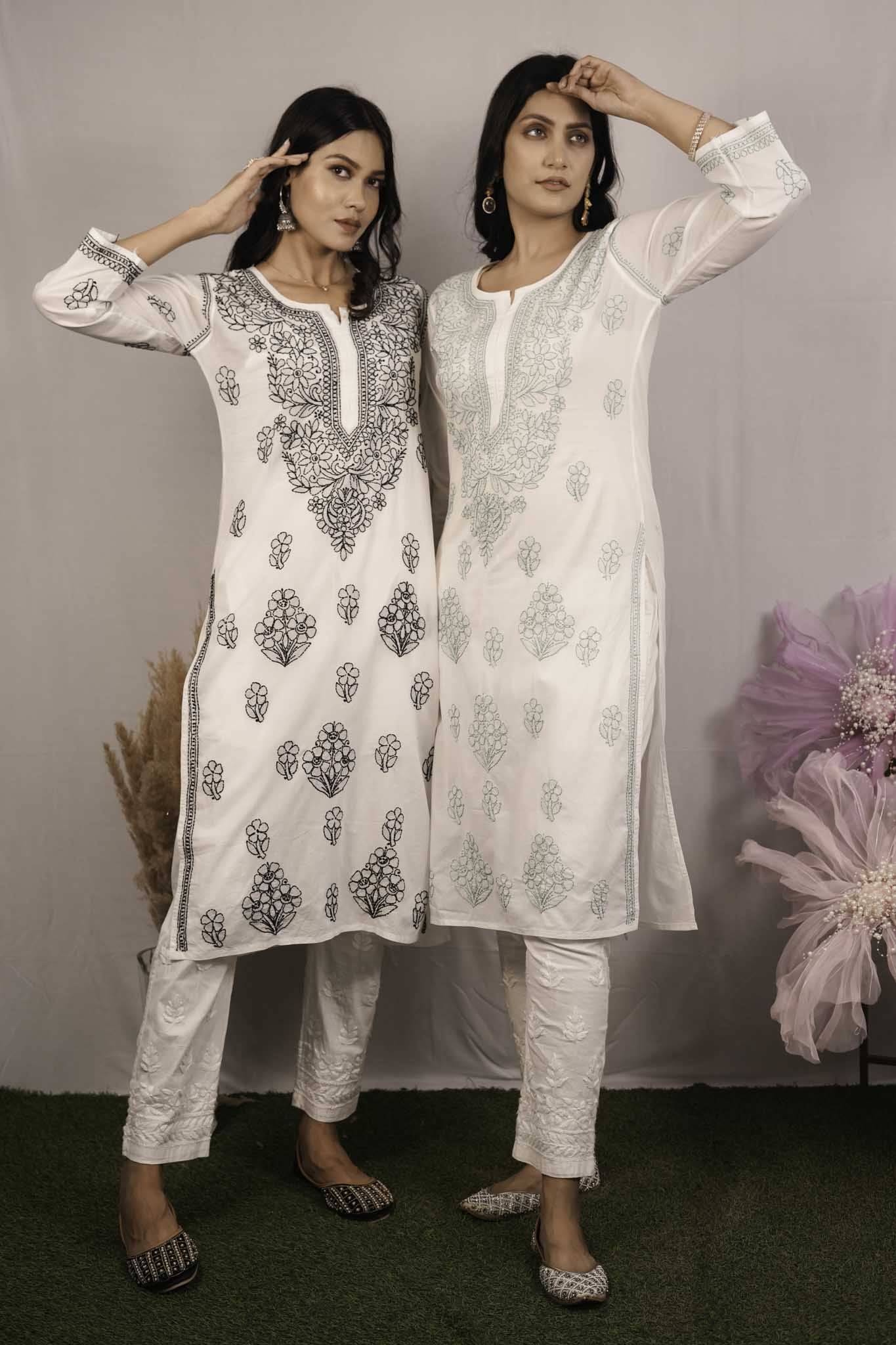 Cotton Chikankari Shadow Work Kurti