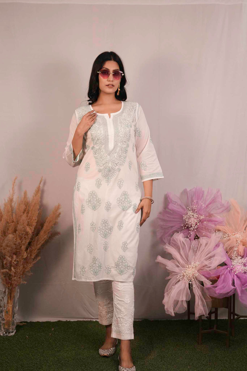 Cotton Chikankari Shadow Work Kurti