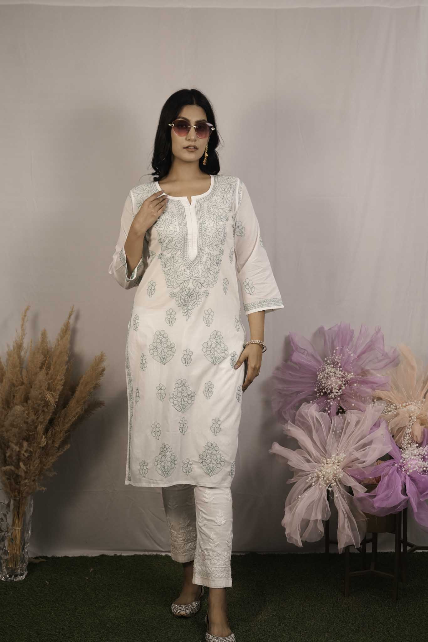 Cotton Chikankari Shadow Work Kurti
