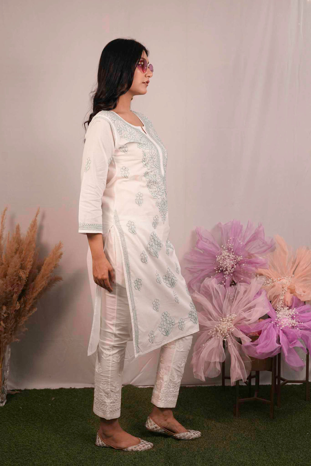 Cotton Chikankari Shadow Work Kurti