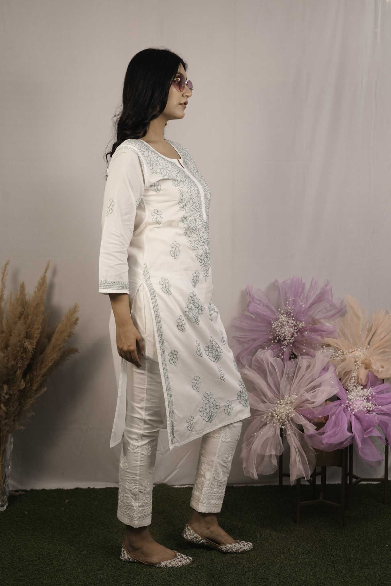 Cotton Chikankari Shadow Work Kurti