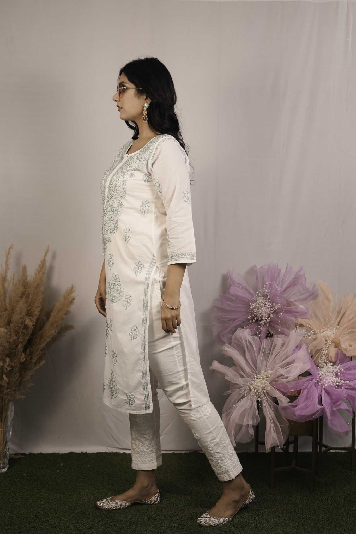 Cotton Chikankari Shadow Work Kurti