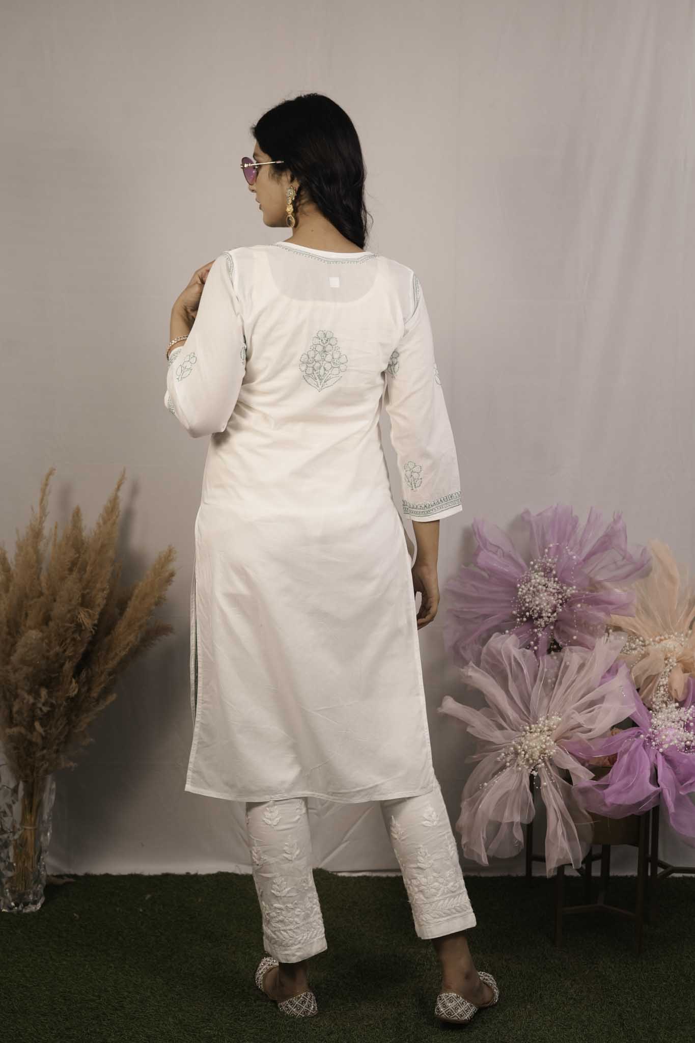 Cotton Chikankari Shadow Work Kurti