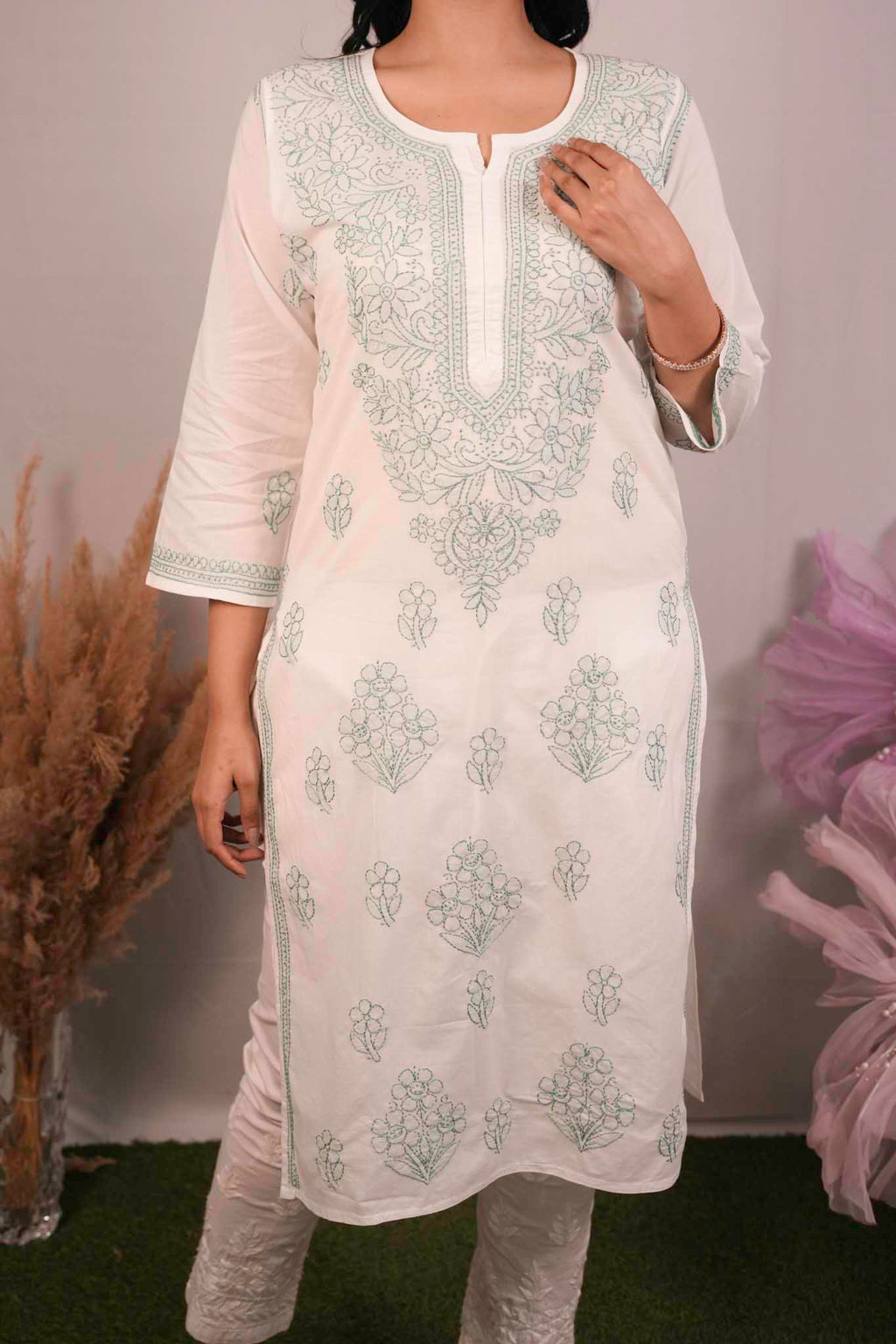 Cotton Chikankari Shadow Work Kurti
