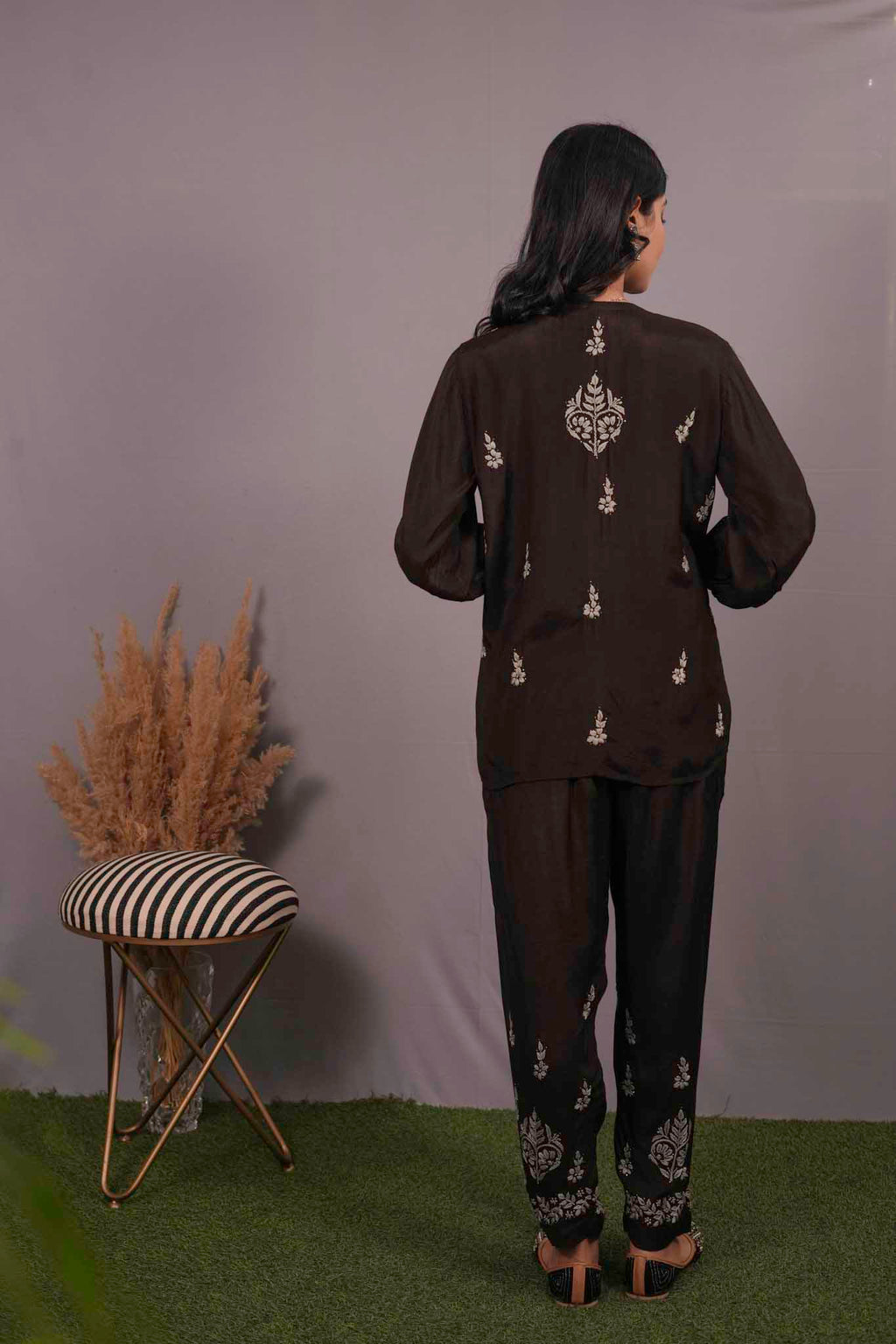 Muslin Chikankari Black Co-ord Set