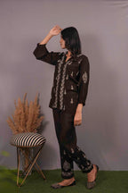 Muslin Chikankari Black Co-ord Set
