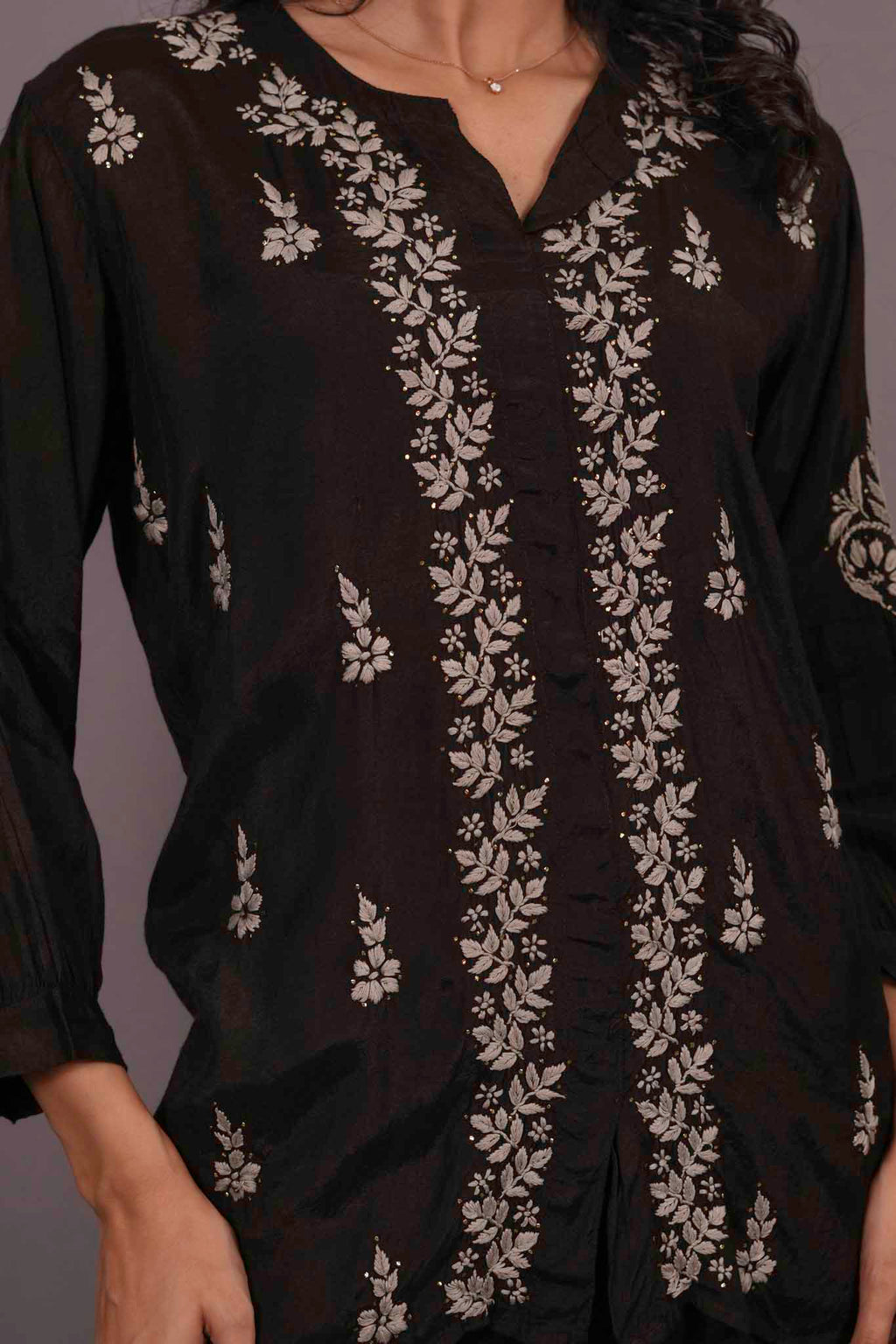 Muslin Chikankari Black Co-ord Set