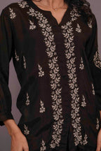 Muslin Chikankari Black Co-ord Set
