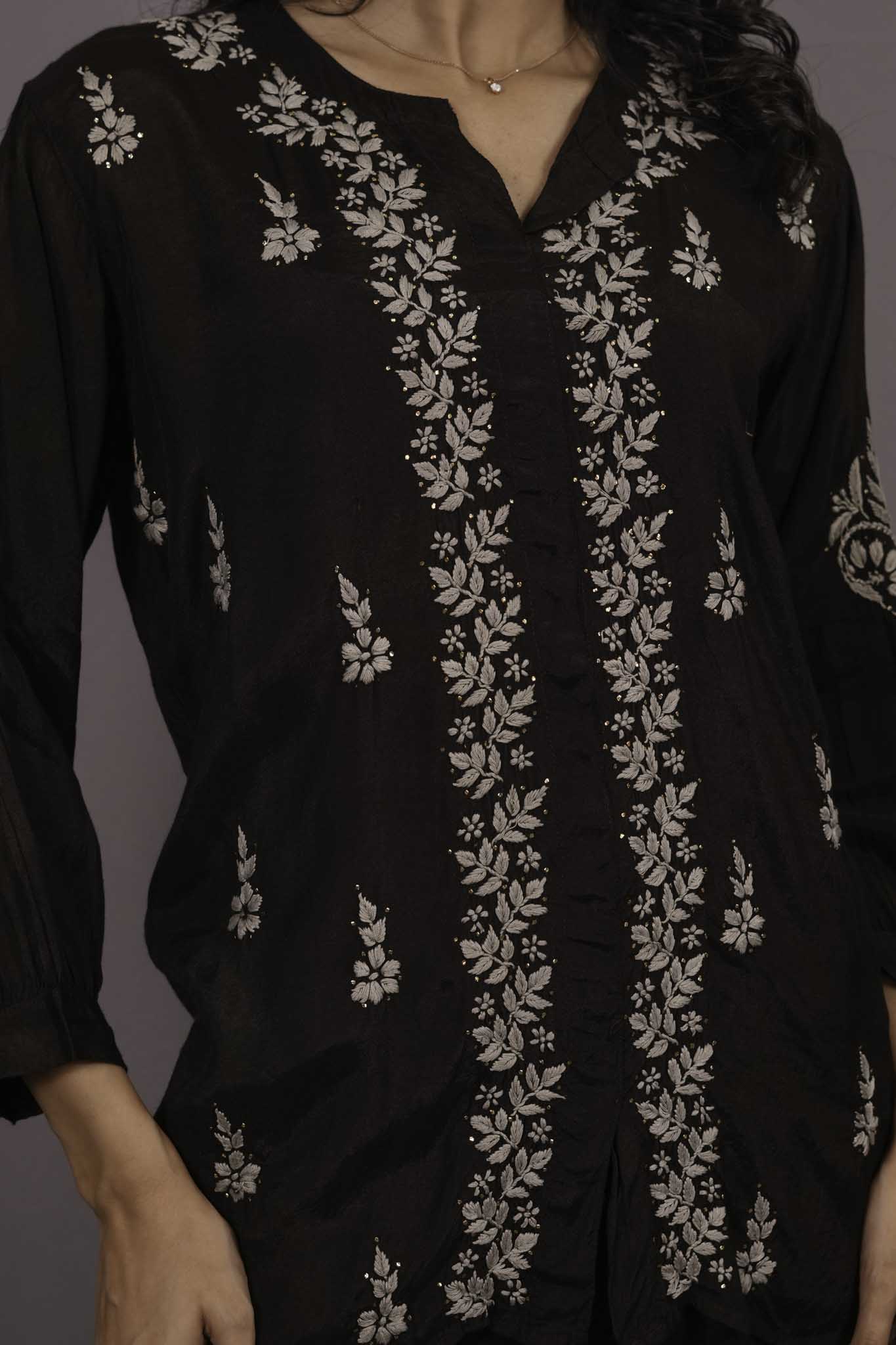 Muslin Chikankari Black Co-ord Set