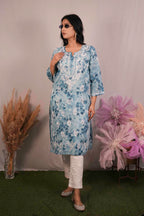 Mul Cotton Chikankari Kurti