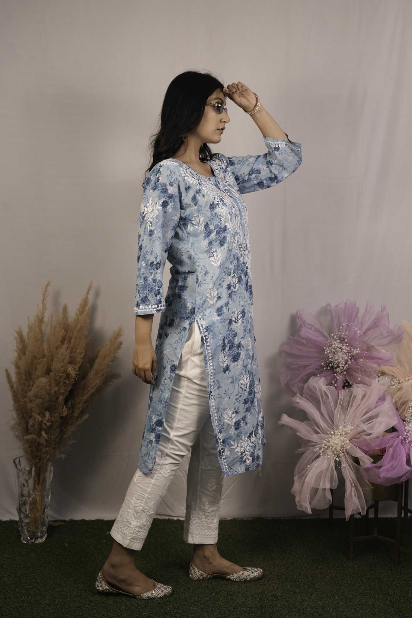 Mul Cotton Chikankari Kurti