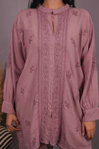 Muslin Chikankari Mauve pink Co-ord Set