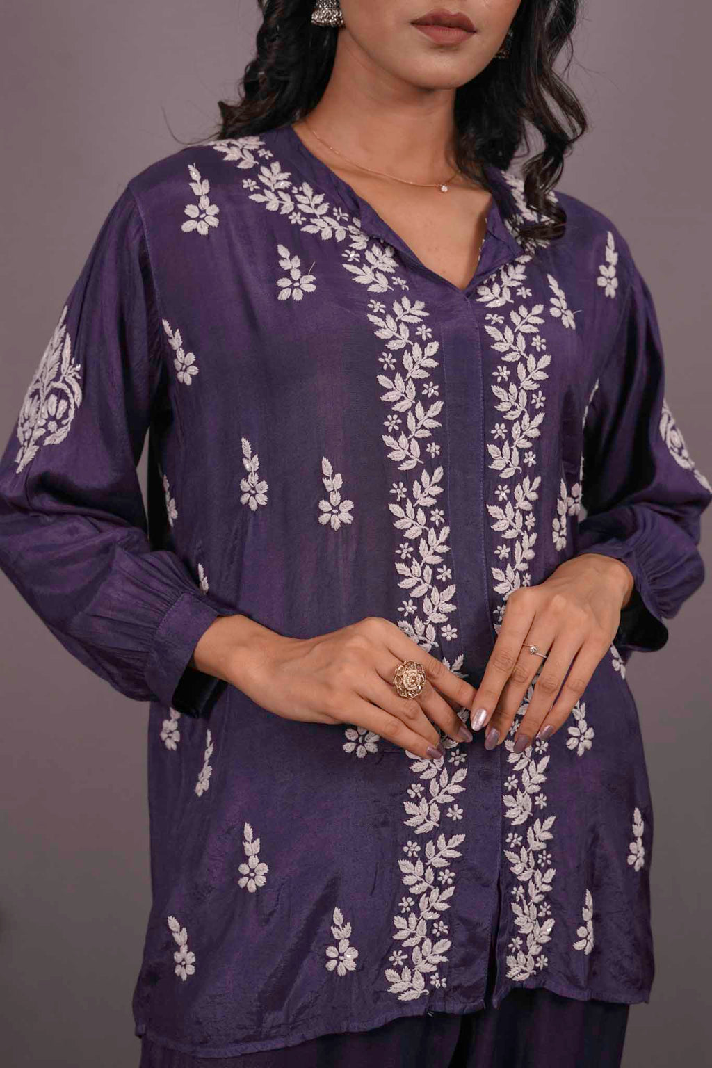 Muslin Chikankari Blue Co-ord Set