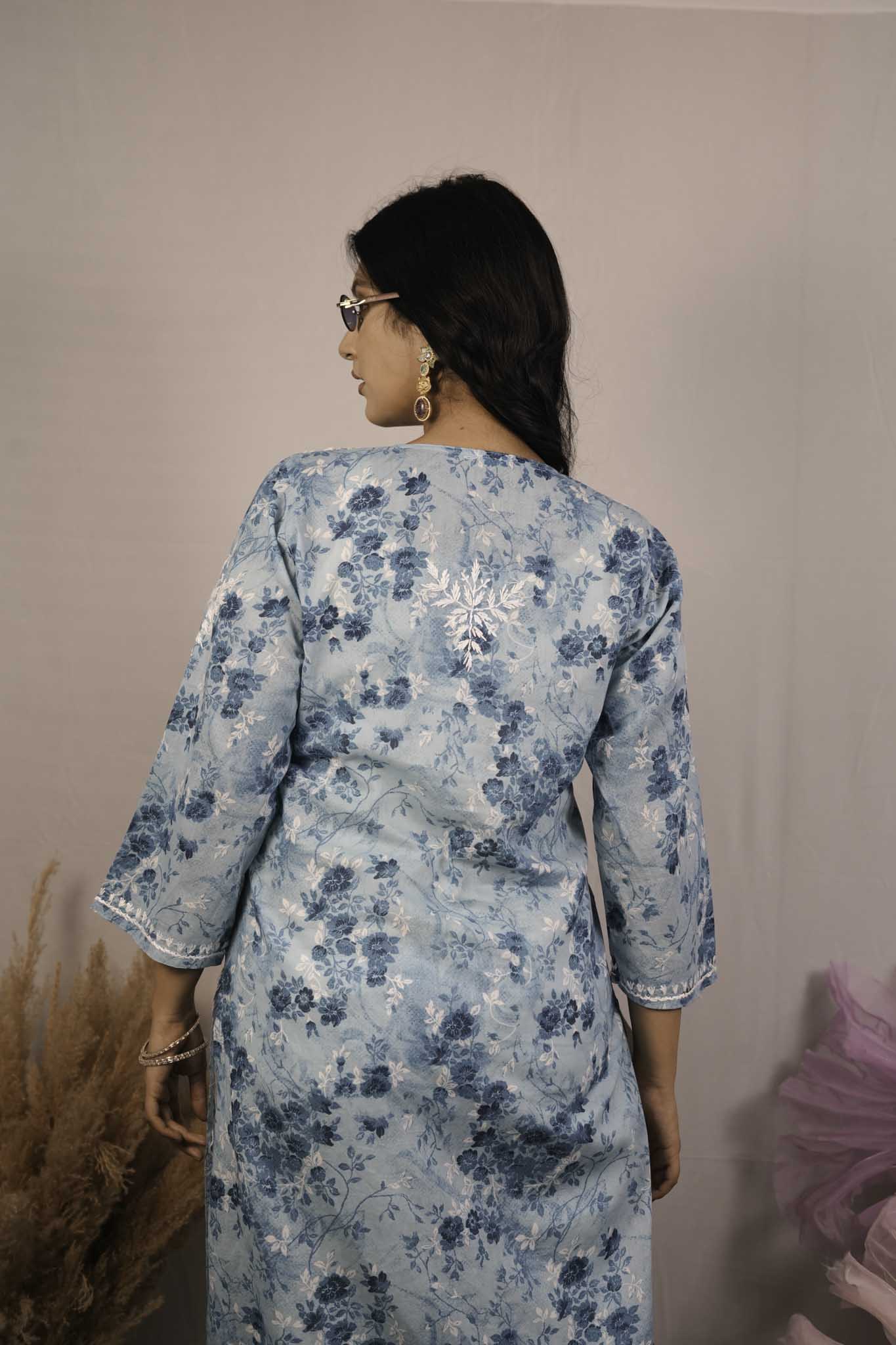 Mul Cotton Chikankari Kurti