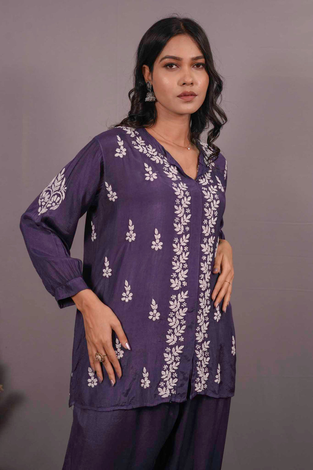 Muslin Chikankari Blue Co-ord Set