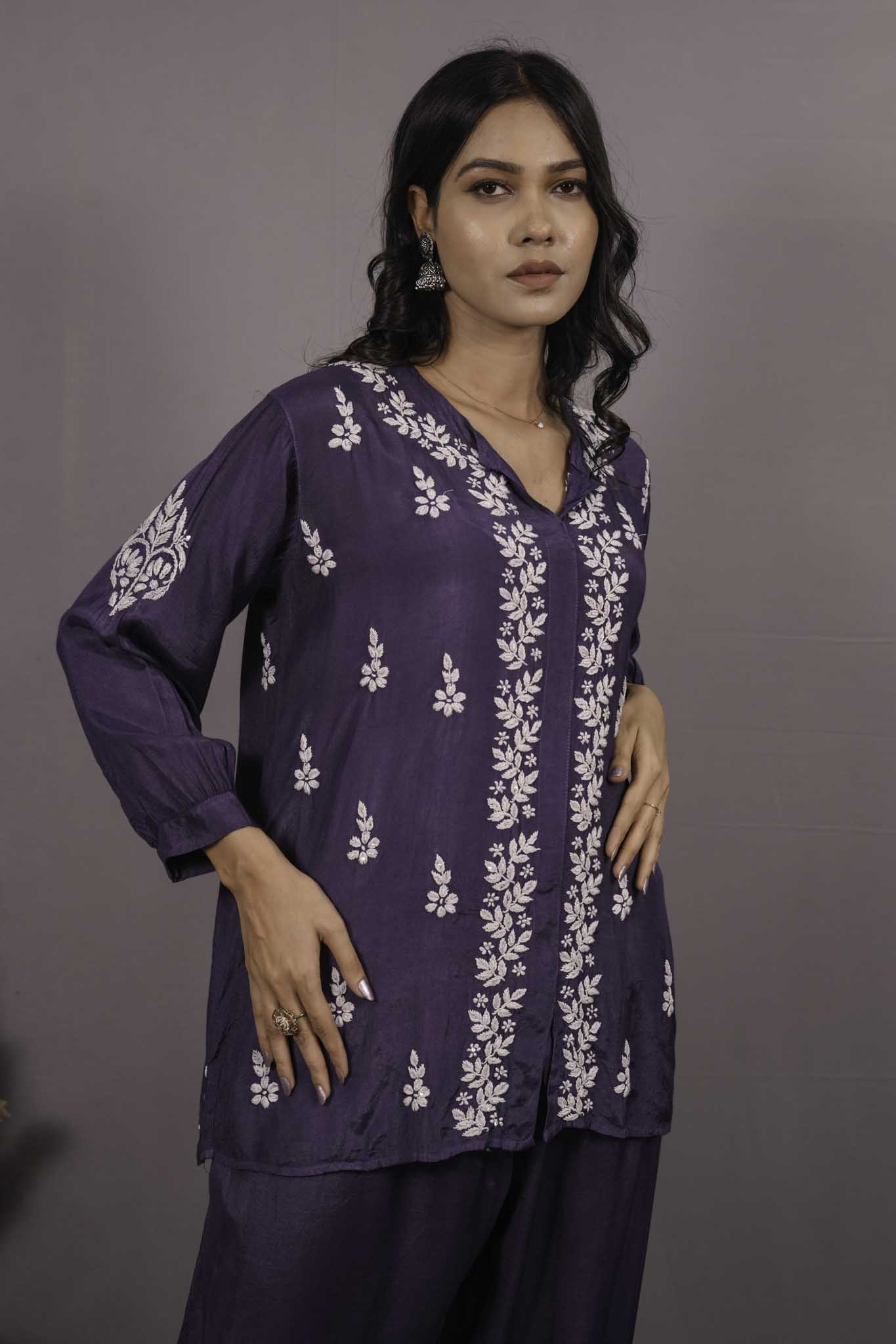 Muslin Chikankari Blue Co-ord Set