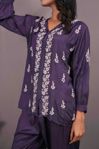 Muslin Chikankari Blue Co-ord Set