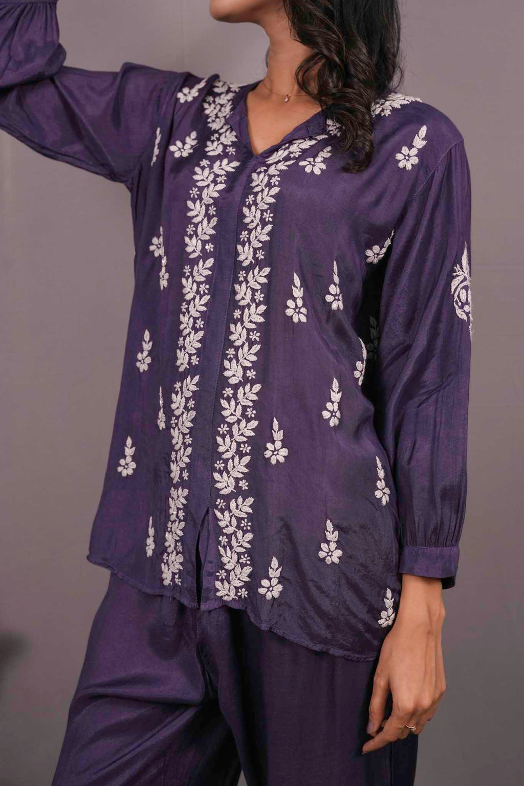 Muslin Chikankari Blue Co-ord Set