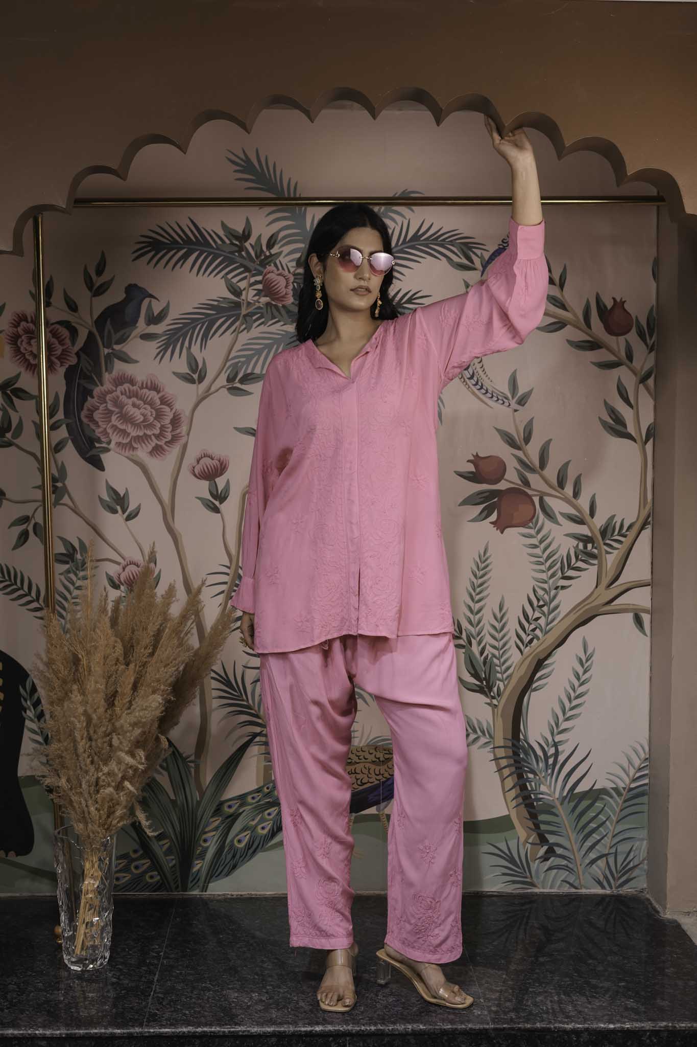 Muslin Chikankari Co-ord Set