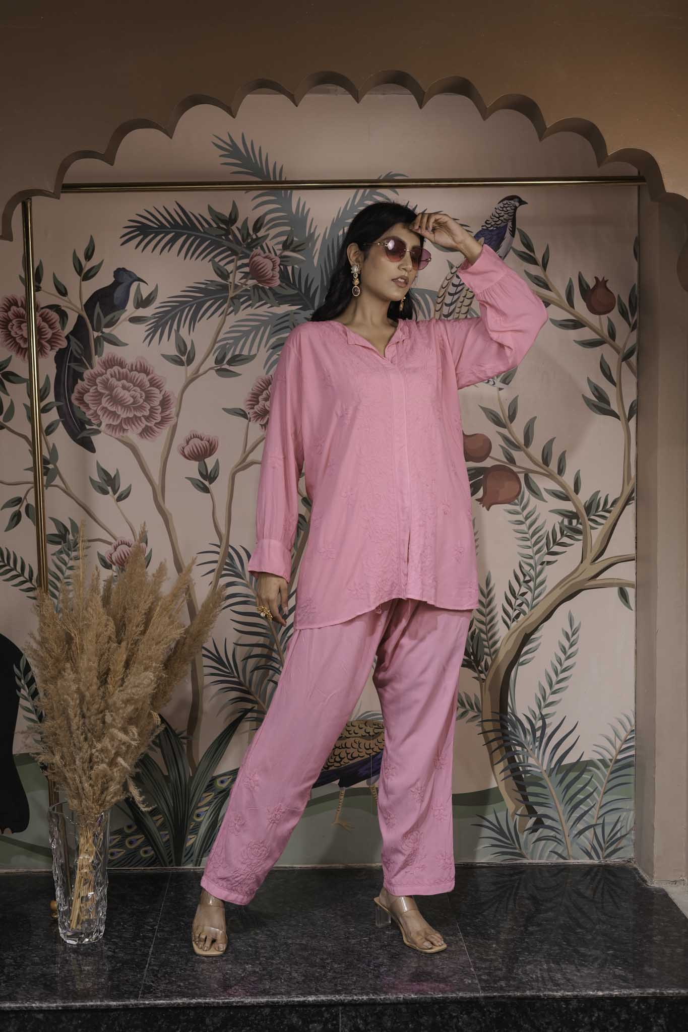 Muslin Chikankari Co-ord Set
