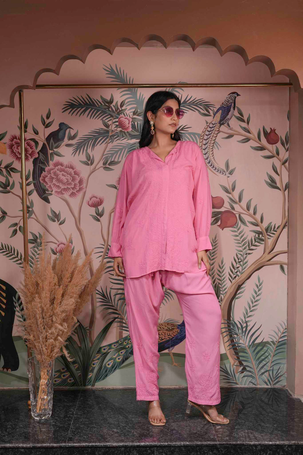 Muslin Chikankari Co-ord Set