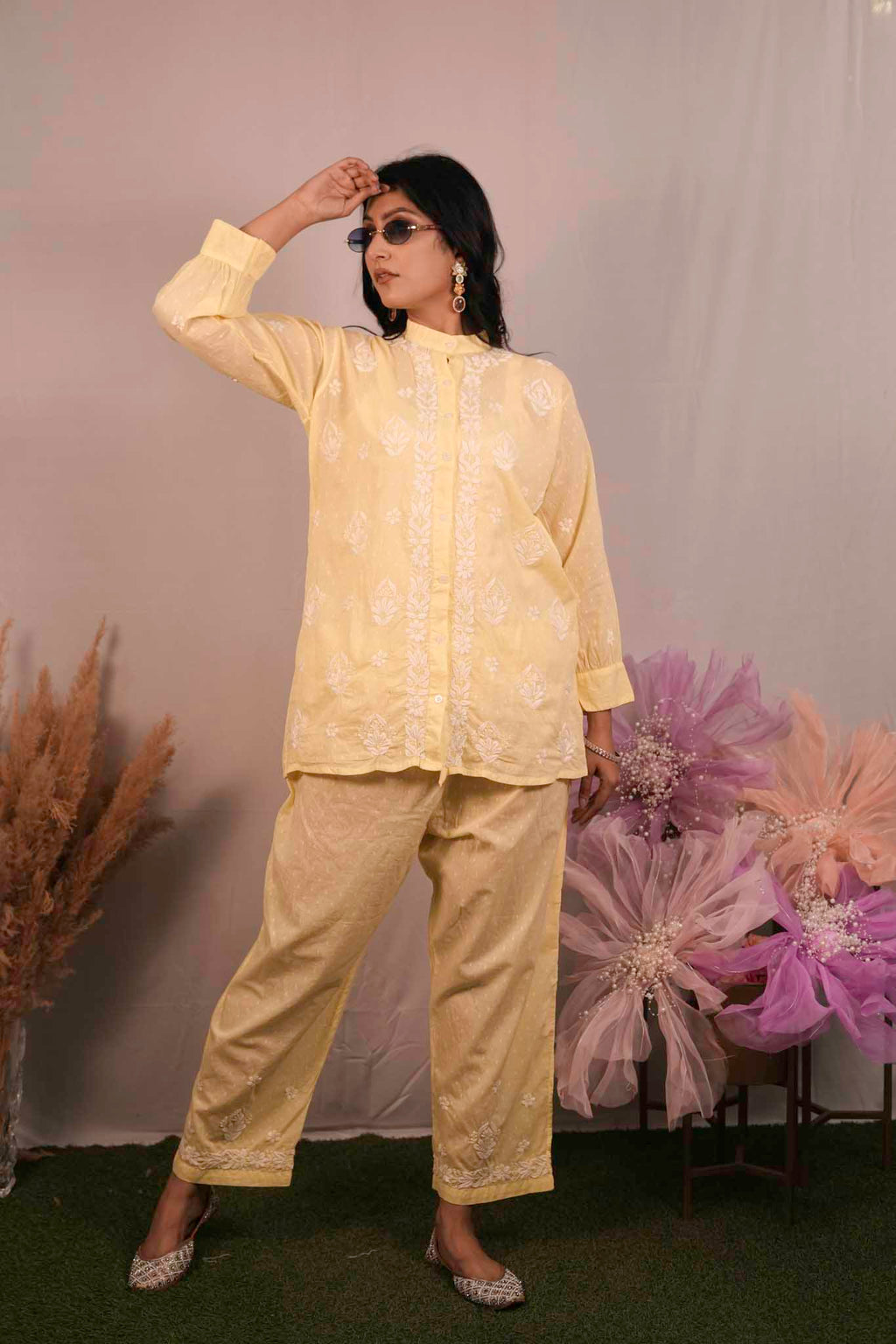 Dobby Cotton Chikankari Co-ord Set