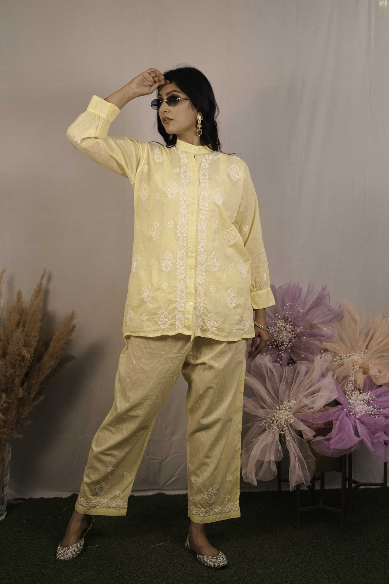 Dobby Cotton Chikankari Co-ord Set