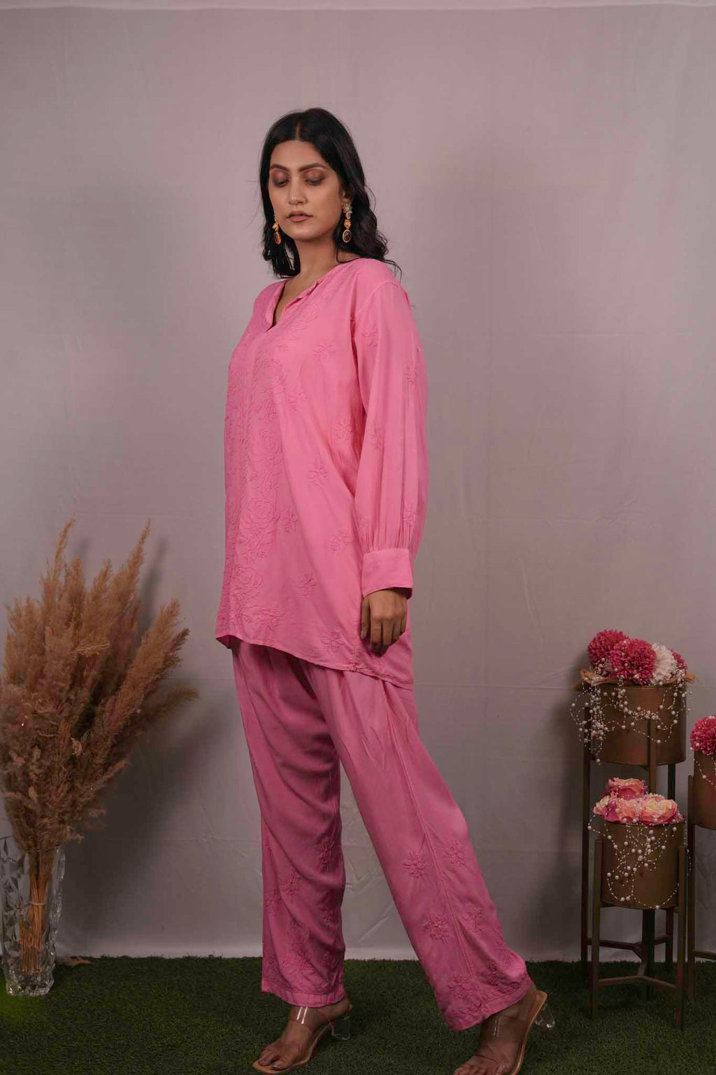 Muslin Chikankari Co-ord Set