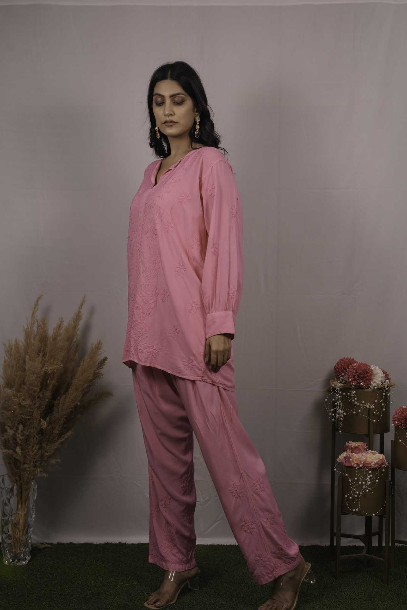 Muslin Chikankari Co-ord Set