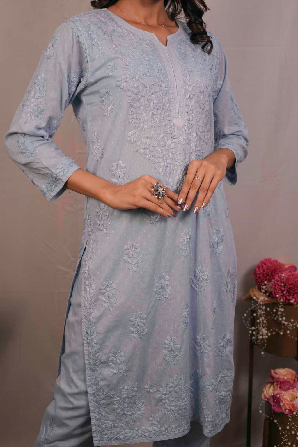 Dobby Cotton Chikankari Co-ord Set