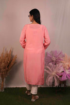 Chanderi Chikankari Long Kurti