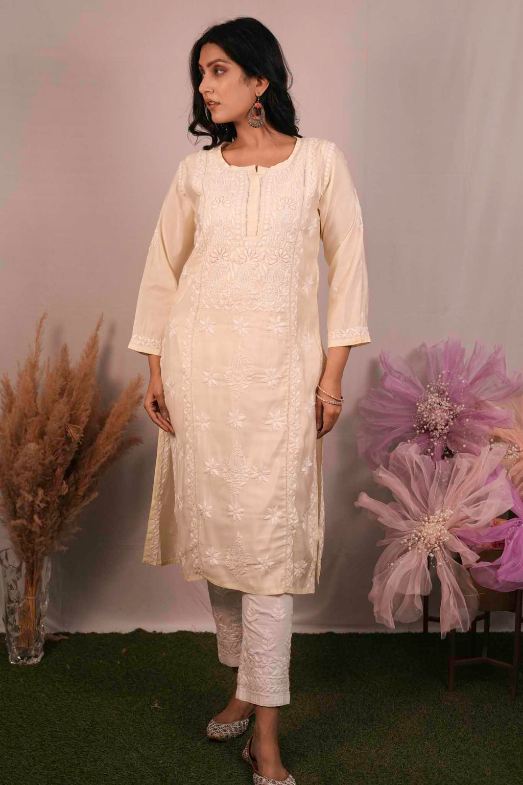 Fancy Cotton Chikankari Long Kurti
