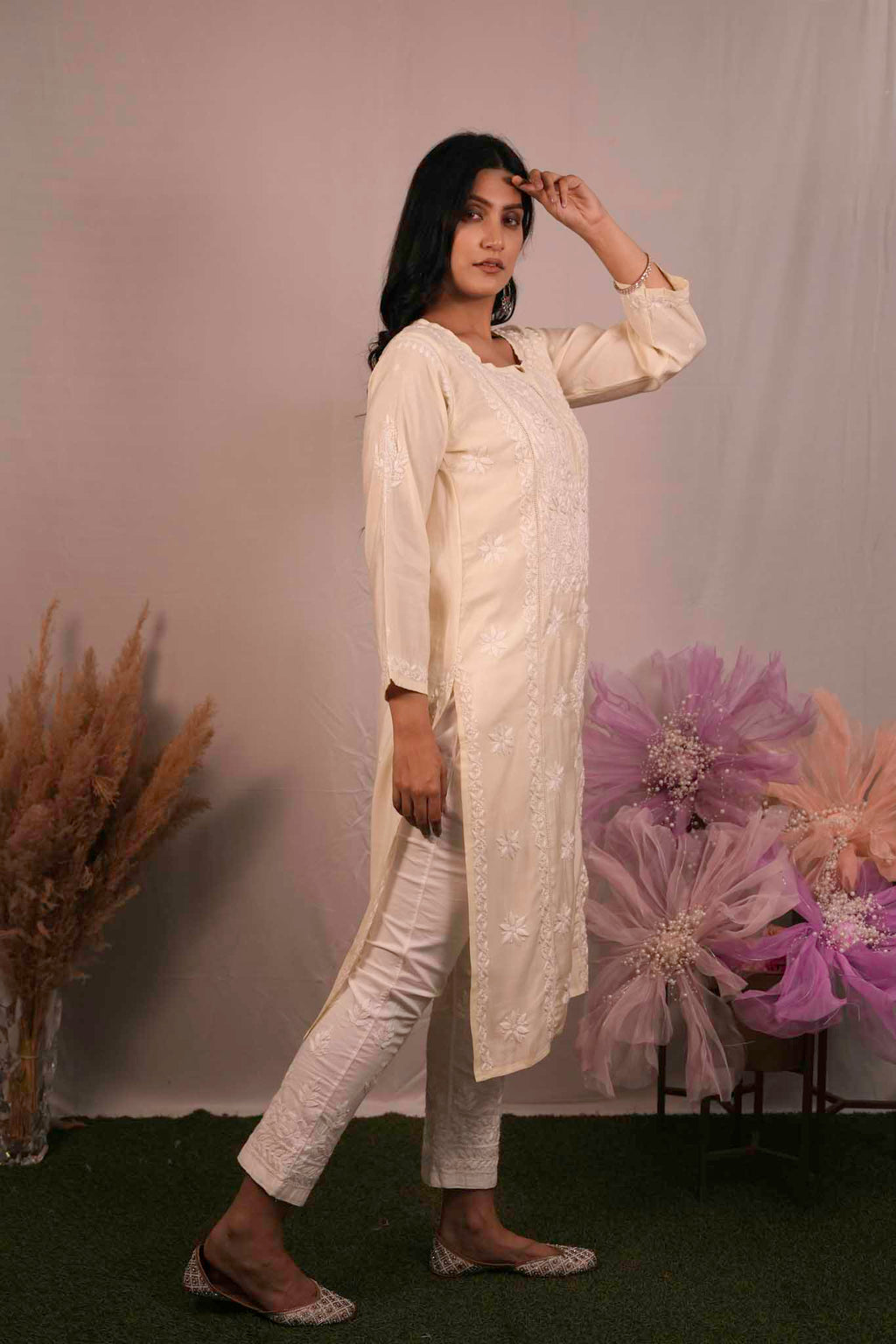 Fancy Cotton Chikankari Long Kurti